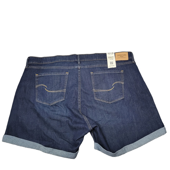Signature Levi Strauss Co Gold Label Mid-Rise 5" Dark Wash Shorts Women 20/W35 - Picture 2 of 5